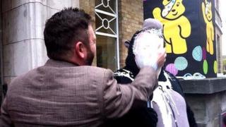 William Crawley hits Stephen Nolan with a cream pie