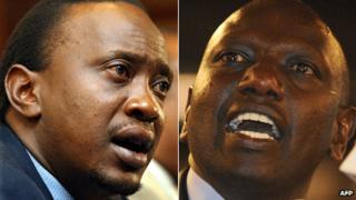 Uhuru Kenyatta (left in 2002) and William Ruto (right in 2012)