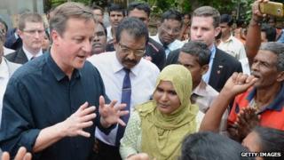 David Cameron visits the Sabapathi Pillay Welfare Centre in Jaffna