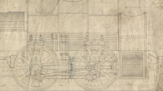 Cynllun ar gyfer trên yng Ngwaith Haearn Nantyglo, 1854