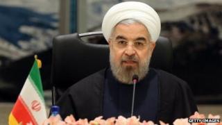 Iranian Prime Minister Hassan Rouhani speaks at a ministerial conference in Tehran on November 26.