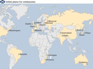 Карта предлагаемых шотландских посольств