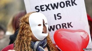 Sex worker activist protests against bill in Paris. 29 Nov 2013