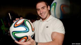 Brazilian gymnastics athlete Arthur Zanetti with Brazuca ball