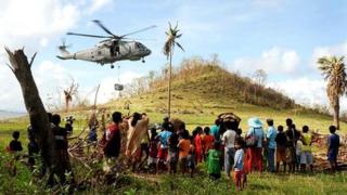 The helicopter in action
