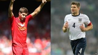 Steven Gerrard playing for Liverpool and England