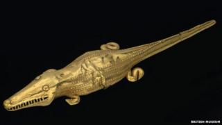 Золотой крокодил из Колумбии, выставленный в Британском музее