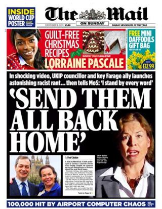 Mail on Sunday front page 8/12/13