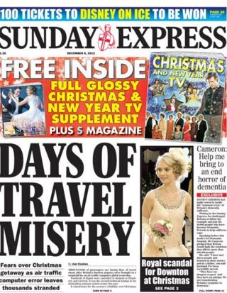 Sunday Express front page 8/12/13