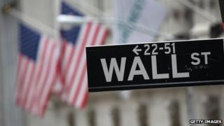 Wall Street sign and flags