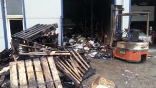 Fire damaged industrial unit in Westburt