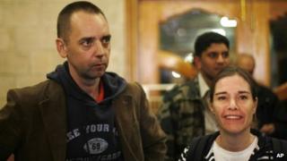 Judith Spiegel said she and her partner Boudewijn Berendsen after their release in Yemen (11 December 2013)