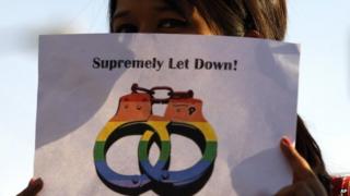 A gay rights activist at a protest in Bangalore, India, on Wednesday, Dec. 11, 2013.