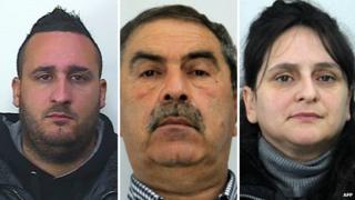 From left: Guttadaro Francesco, Mario Messina Denaro and Patrizia Messina Denaro (composite image of police handout pictures)