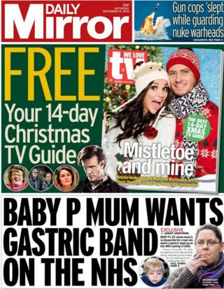 Daily Mirror front page 14/12/13