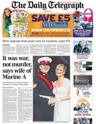 Daily Telegraph front page 14/12/13