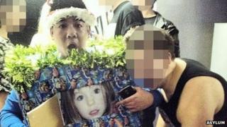 Man in costume depicting photo of Madeleine McCann