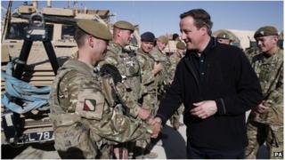 David Cameron meets British troops in Afghanistan