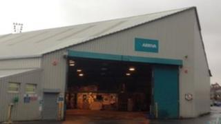 Arriva bus depot in Aberystwyth