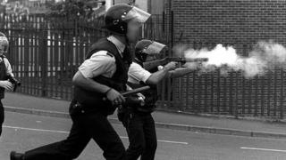 Police fire plastic bullets in 1984
