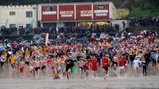 Around 600 dive into sea at Tenby's North Beach on December 26 2012