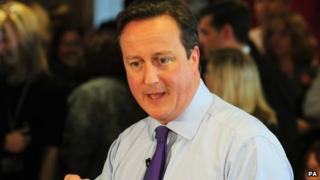David Cameron on a visit to a construction services firm in October