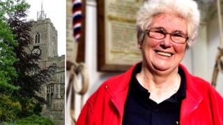 Bell ringer Betty Baines at St Mary's Church, Diss