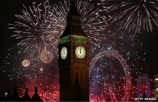 Fireworks explode over Westminster
