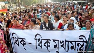 Protest in Calcutta on Wednesday 1 January 2014 against the gang rape and alleged murder of a teenager