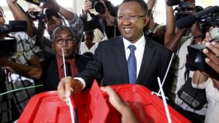 Hery Rajaonarimampianina casting his ballot on 20 December 2013 in Antananarivo, Madagascar