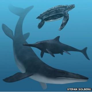 Artist's impression of marine reptiles
