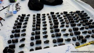 Weapons and explosives seized on intercepted ship