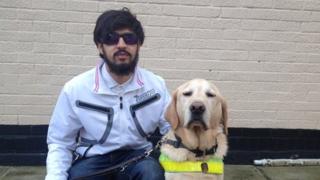 Mahomed Khatri with his guide dog