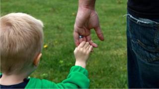 Boy with his father