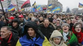 Pro-European integration protesters attend a rally in Independence square in Kiev, 12 January 2014