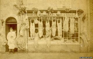 Balson's butchers shop in the 1880s