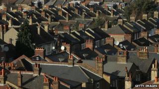Rooftops of houses in south London