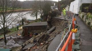 Calstock collapsed road