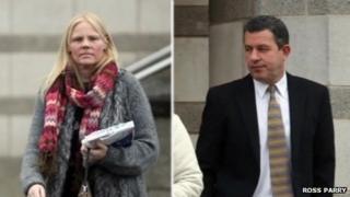 Cathy Watson and Robert Hills leaving court