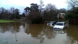 Flooded area in East Sussex