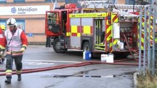 Nottinghamshire Fire and Rescue service at industrial unit in Sutton-in-Ashfield