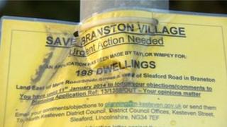 Sign for Save Branston Village