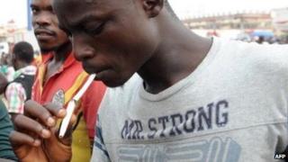 A man smoking in Lagos state, January 2012