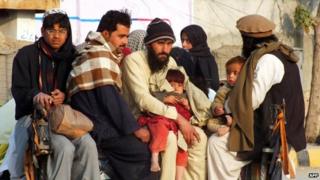 Internally displaced Pakistani civilians, fleeing from military operations against Taliban militants in North Waziristan, arrive in Bannu, a town on the edge of Pakistan"s lawless tribal belt of Waziristan on January 21, 2014.