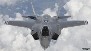 An F-35 Lightning II, also known as the Joint Strike Fighter, flies over California in May 2010