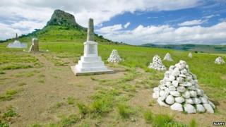 Soldiers' graves on Sandlwana hill