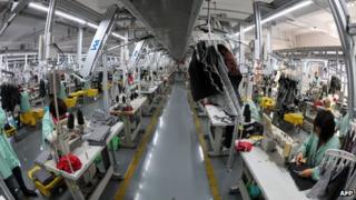 Workers at a factory in China