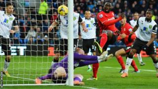 Kenwyne Jones scoring for Cardiff City on his debut against Norwich