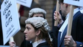 Lawyers outside Southwark Crown Court during a demonstration