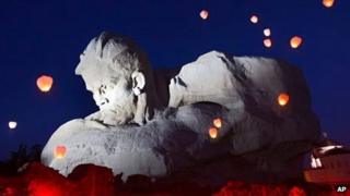 The Courage monument in Brest, Belarus, during the 70th anniversary of the Nazi invasion on June 22, 2011.